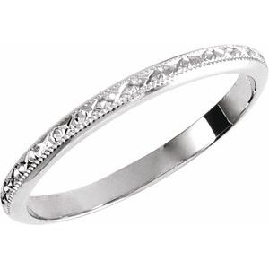 14K Yellow Or White Or Rose Gold Or Platinum Milgrain Geometric Band