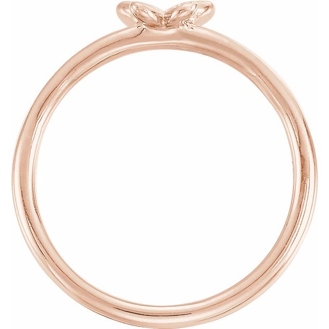 14K White Or Rose Gold Round Polished .02 Ctw Natural Diamond Butterfly Youth Ring, Size 3