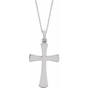 14K White Gold 16.5 X 9.5 Mm 18 In Polished Cross Necklace