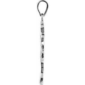 14K White Gold 32 X 28 Mm Polished My Tree Pendant