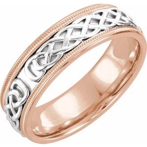 18K Yellow Or White Or Rose Gold Milgrain Celtic-Inspired Band