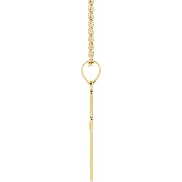 14K Yellow Gold Round 18 X 12 Mm 1.3Mm I1, G-H 18 In Polished .01 Ct Natural Diamond Cross Necklace