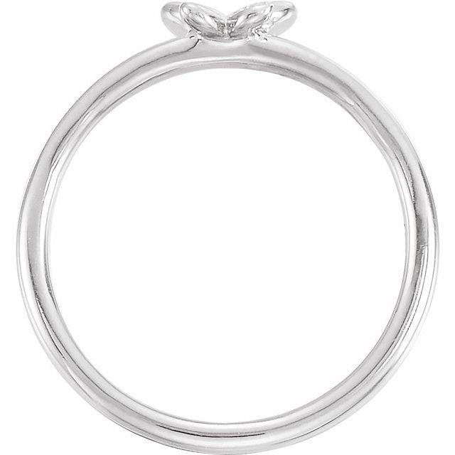14K White Or Rose Gold Round Polished .02 Ctw Natural Diamond Butterfly Youth Ring, Size 3