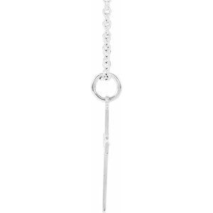 14K White Gold Round 1.2Mm G-H I1 .0075 Ct Natural Diamond Youth Cross Necklace, Length: 15 In