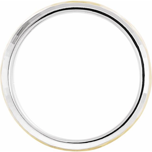 14K White/Yellow/White Gold Polished Comfort-Fit Half Round Band With Hammer Finish, Size 9.5
