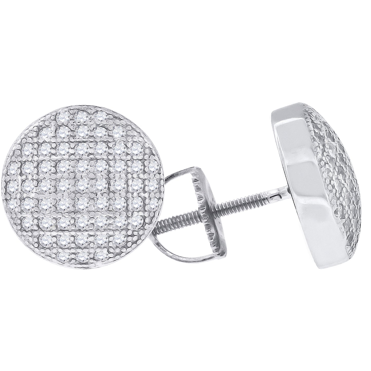 Sterling Silver Or Yellow-Tone Unisex Cubic Zirconia Round Stud Earrings