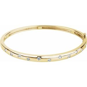 14K Yellow Gold Round 2.4 Mm Lab-Grown Diamond 3.9 Mm 6 3/4 In Polished 1/2 Ctw Lab Grown Diamond Bracelet