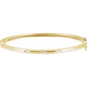 14K Yellow Gold Round 2.4 Mm Natural Diamond 3.3 Mm 6 In Polished 1/4 Ctw Natural Diamond Bracelet