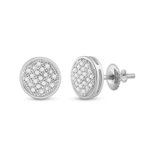 10K White Or Yellow Gold Womens Round Diamond Circle Cluster Earrings