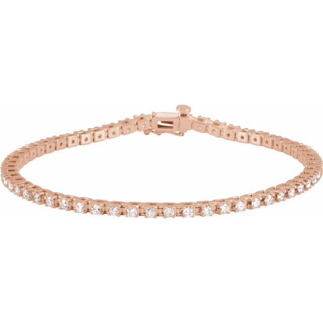 14K Yellow Or White Or Rose Gold Round 2.2Mm Vs, F+ 7 1/4 In Polished 2 1/4 Ctw Lab-Grown Diamond Line Bracelet
