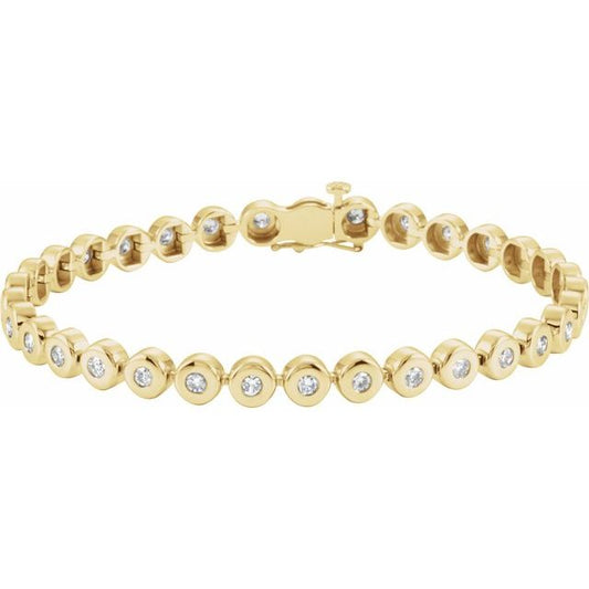 14K Yellow Gold Round  2.5Mm I1, G-H 7 In Polished Line Bracelet
