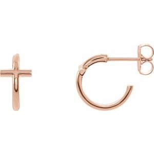 14K Rose Gold Cross Hoop Earrings