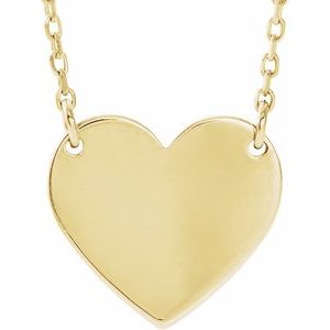 14K Yellow Gold 12 X 11 Mm 16-18 In Polished Engravable Heart Necklace