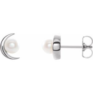Sterling Silver Pearl 4.0-4.5 Mm Cultured White Freshwater Pearl Earrings