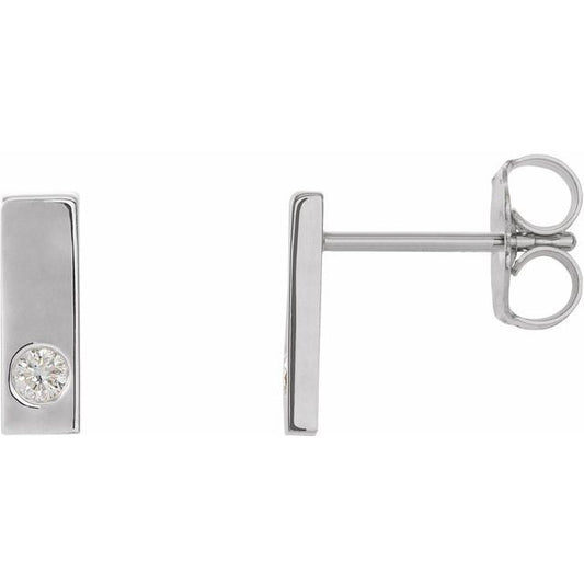 14K White Or Yellow Gold 2 Mm Round Friction Back Polished .06 Ctw Natural Diamond Earrings With Backs