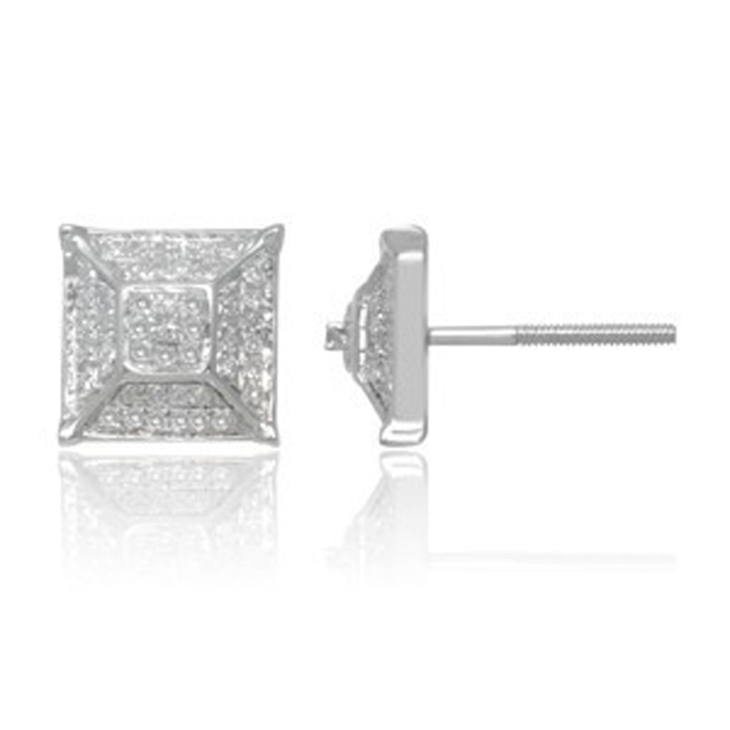 925 Sterling Silver 0.19 Cttw Diamond Earring