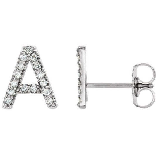 14K Yellow Or White Or Rose Gold Round I1, G-H Friction Polished Natural Diamond Initial Earring