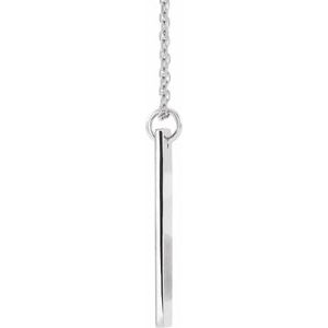 14K White Gold Round .8Mm G-H I1 .03 Ctw Natural Diamond Vertical Bar Cross Necklace, Length: 18 In
