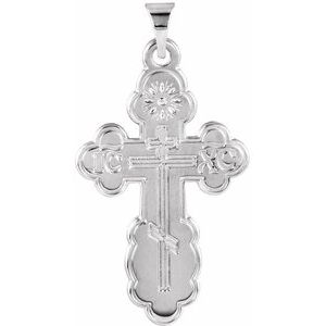 14K White Gold 26 X 17 Mm Polished St. Olga Orthodox Cross Pendant