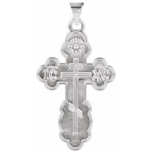 Sterling Silver 32 X 21 Mm Polished St. Olga Orthodox Cross Pendant
