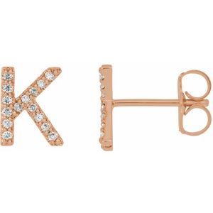 14K Rose Gold Round Shape 1 Mm I1, G-H .05 Ctw Natural Diamond Initial K Earring