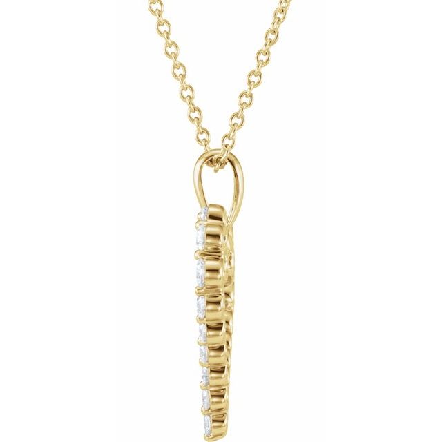 14K Yellow Or Rose Gold Round I1, H-I 18 In Polished 1 Ctw Natural Diamond Heart Necklace