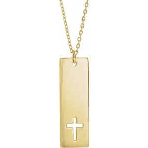 14K Yellow Gold 18 X 7.9 Mm 16-18 In Polished Pierced Cross Necklace