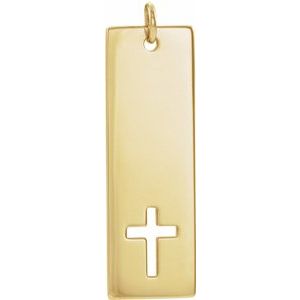 14K Yellow Gold 23.96 X 7.95 Mm Polished Pierced Cross Pendant