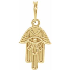 14K Yellow Gold 14.55 X 9.72 Mm Polished Hamsa Pendant
