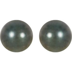 14K Palladium White Gold Pearl 8 Mm Cultured Pearl Earrings