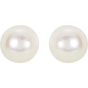 14K Yellow Gold Pearl 4 Mm Cultured Akoya Pearl Earrings