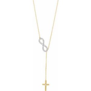 14K Yellow Gold Round 1.5Mm H+ I1 1/5 Ctw Natural Diamond Infinity-Inspired Cross Y Necklace, Length: 18 In