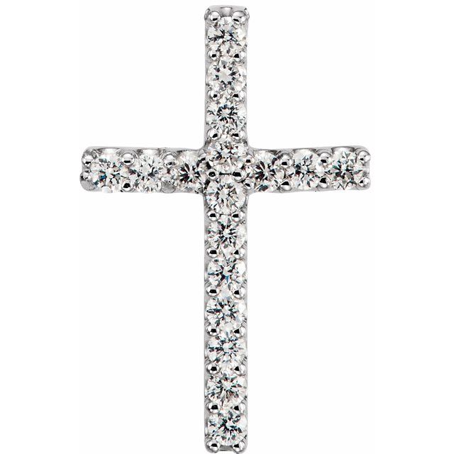14K Yellow Or White Gold Round 1Mm Polished Natural Gemstone Petite Cross Pendant