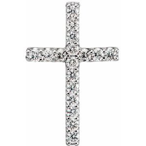 14K White Gold Round 1Mm Gh Si1-Si2 .06 Ctw Lab Grown Diamond Petite Cross Pendant