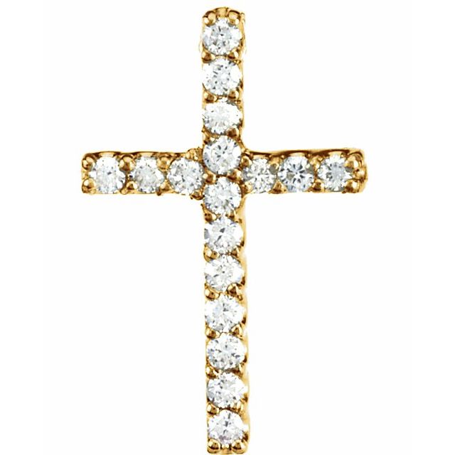 14K Yellow Gold Round 1Mm Si1-Si2, Gh Polished .06 Ctw Lab Grown Diamond Petite Cross Pendant