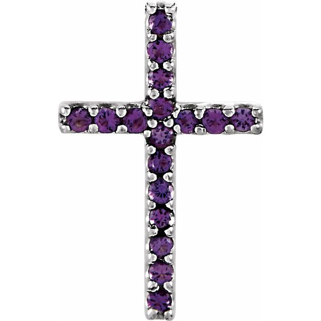 14K Yellow Or White Gold Round 1Mm Polished Natural Gemstone Petite Cross Pendant