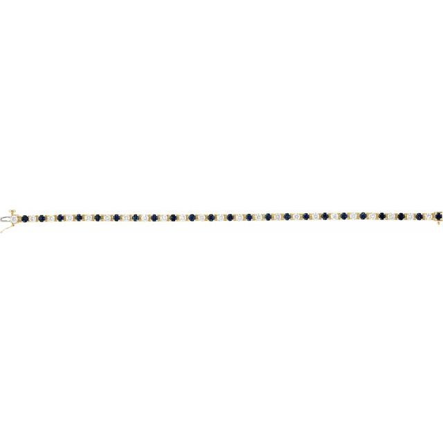 14K White Gold Round 3Mm  Vs, F+ 7 In Polished Ctw Lab-Grown Gemstone Line Bracelet
