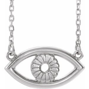 Sterling Silver 15.22 X 8.1 Mm 18 In Polished Evil Eye Necklace