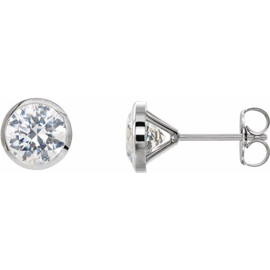 14K White Gold Round 4.1Mm Si2-Si3, G-H Friction Back Bezel Polished  1/2 Ctw Natural Diamond Cocktail-Style Earrings