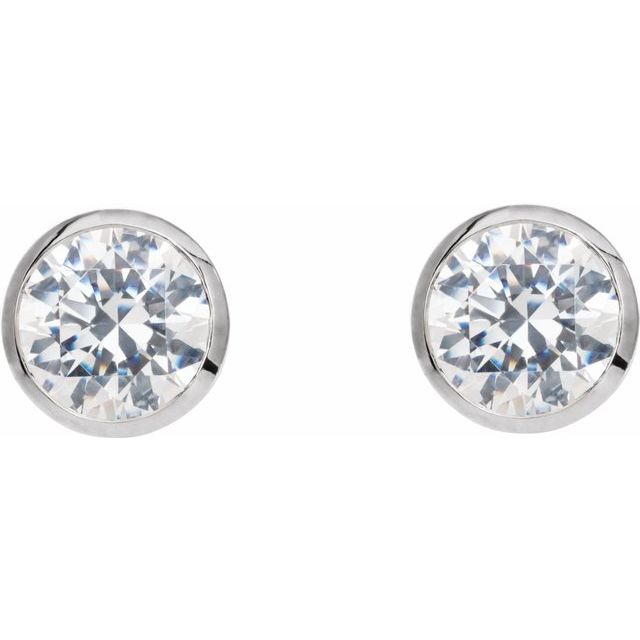 14K White Gold Round 4.1Mm Si2-Si3, G-H Friction Back Bezel Polished  1/2 Ctw Natural Diamond Cocktail-Style Earrings