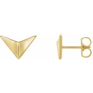 14K Yellow Gold Pair Friction Backs Geometric Earrings