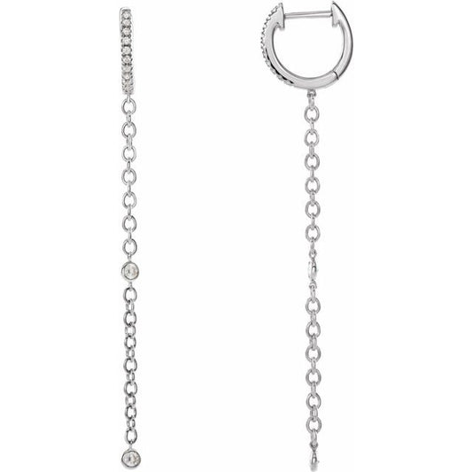 14K White Or Yellow Gold Round 61.3 Mm 2.1Mm I1, Ghi Pair Hinged Polished 1/4 Ctw Natural Diamond Hinged Hoop Chain Earrings