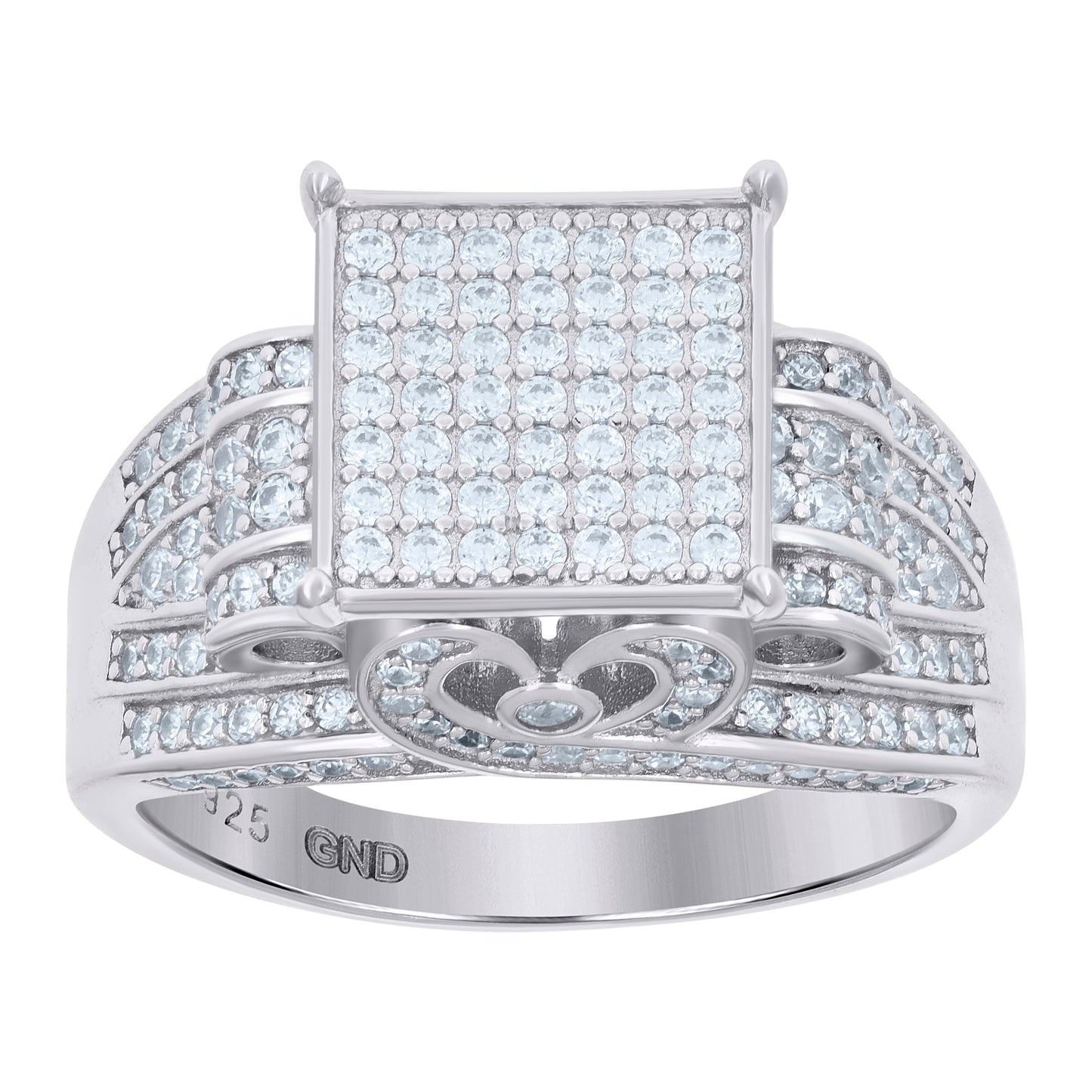 Sterling Silver Men's Cubic-Zirconia Square Head Fashion Bridal Anniversary Wedding Engagement Band Ring
