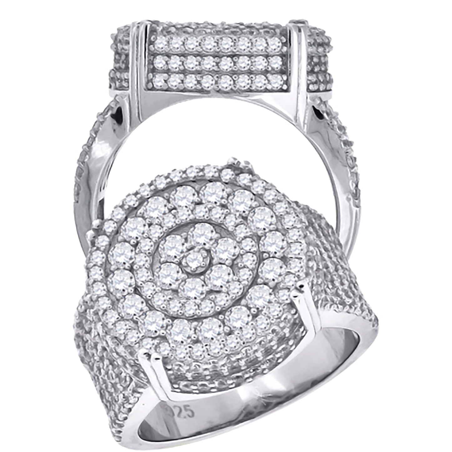 Sterling Silver Men's Cubic-Zirconia Round Head Fashion Bridal Anniversary Wedding Engagement Band Ring