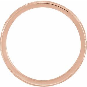 14K Rose Gold 2 Mm Polished Hand Engraved Band Size 5