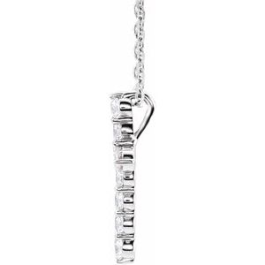 14K White Gold Round I1, G-H 16-18 In Polished Natural Diamond Cross Necklace