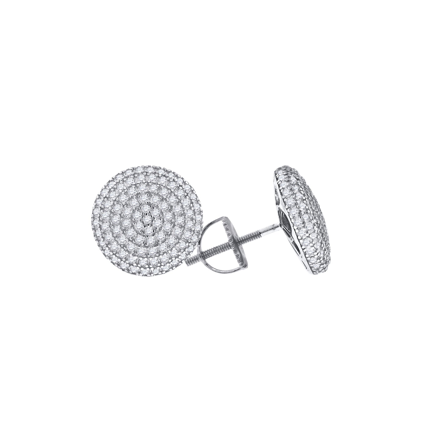 Sterling Silver Or Yellow-Tone Womens Cubic Zirconia Round Stud Earrings
