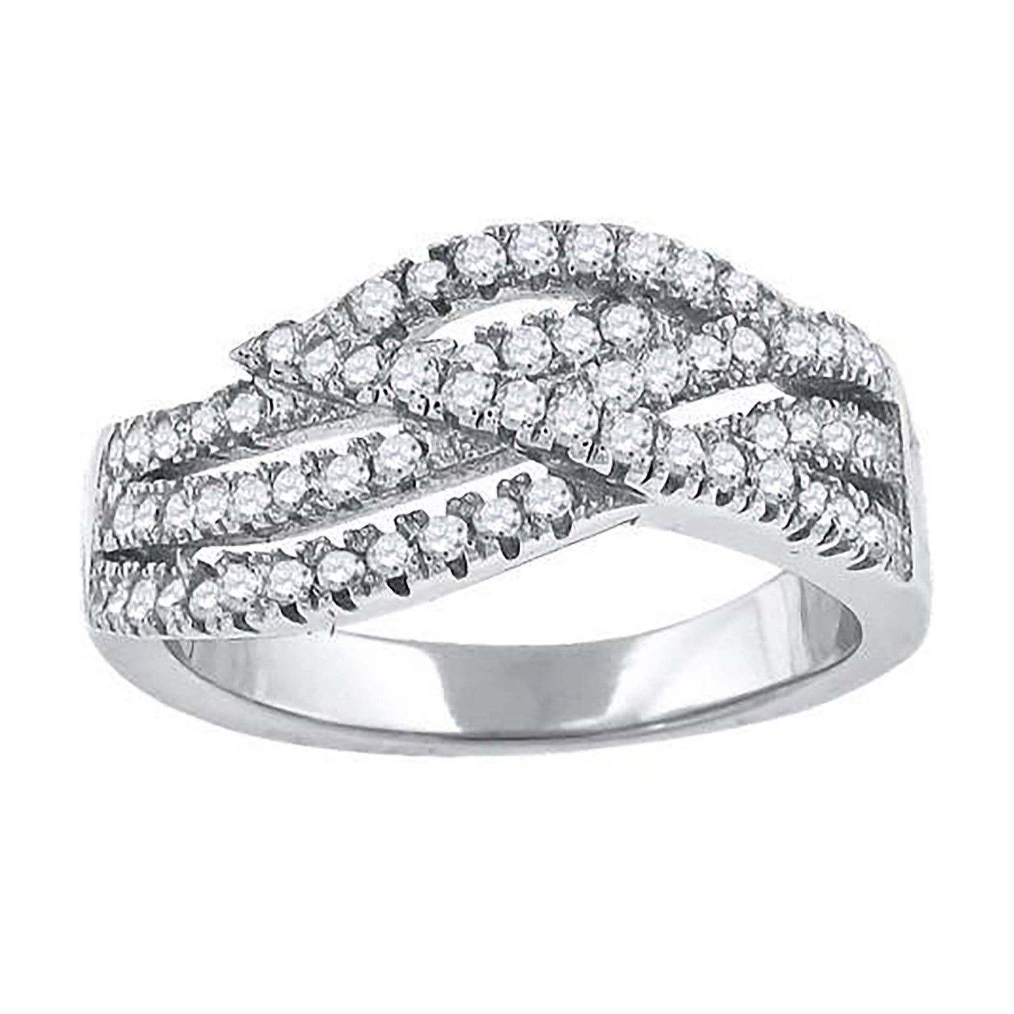 Sterling Silver Womens Cubic-Zirconia Twisted Fashion Bridal Anniversary Wedding Engagement Band Ring