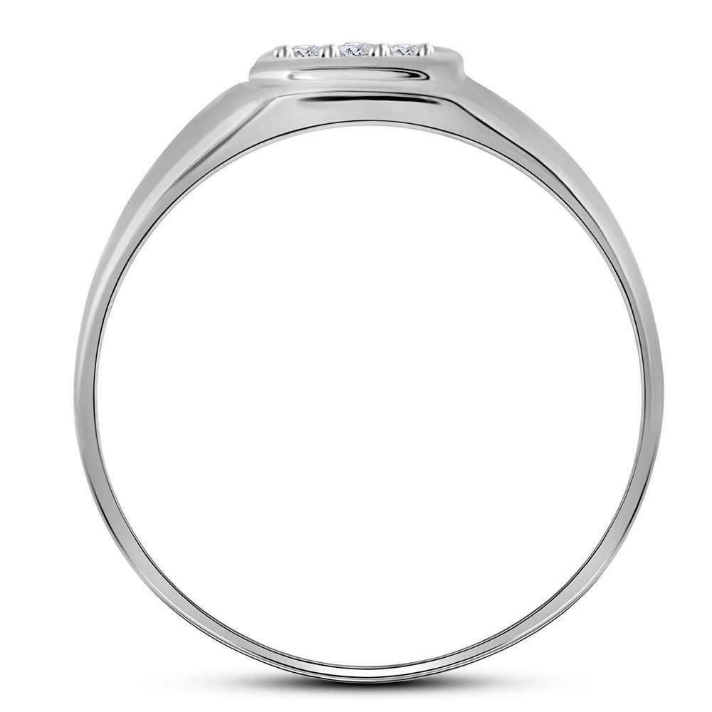 10K White Gold Mens Round Diamond Cross Band Ring 1/20 Cttw, Mens Size: 7-13