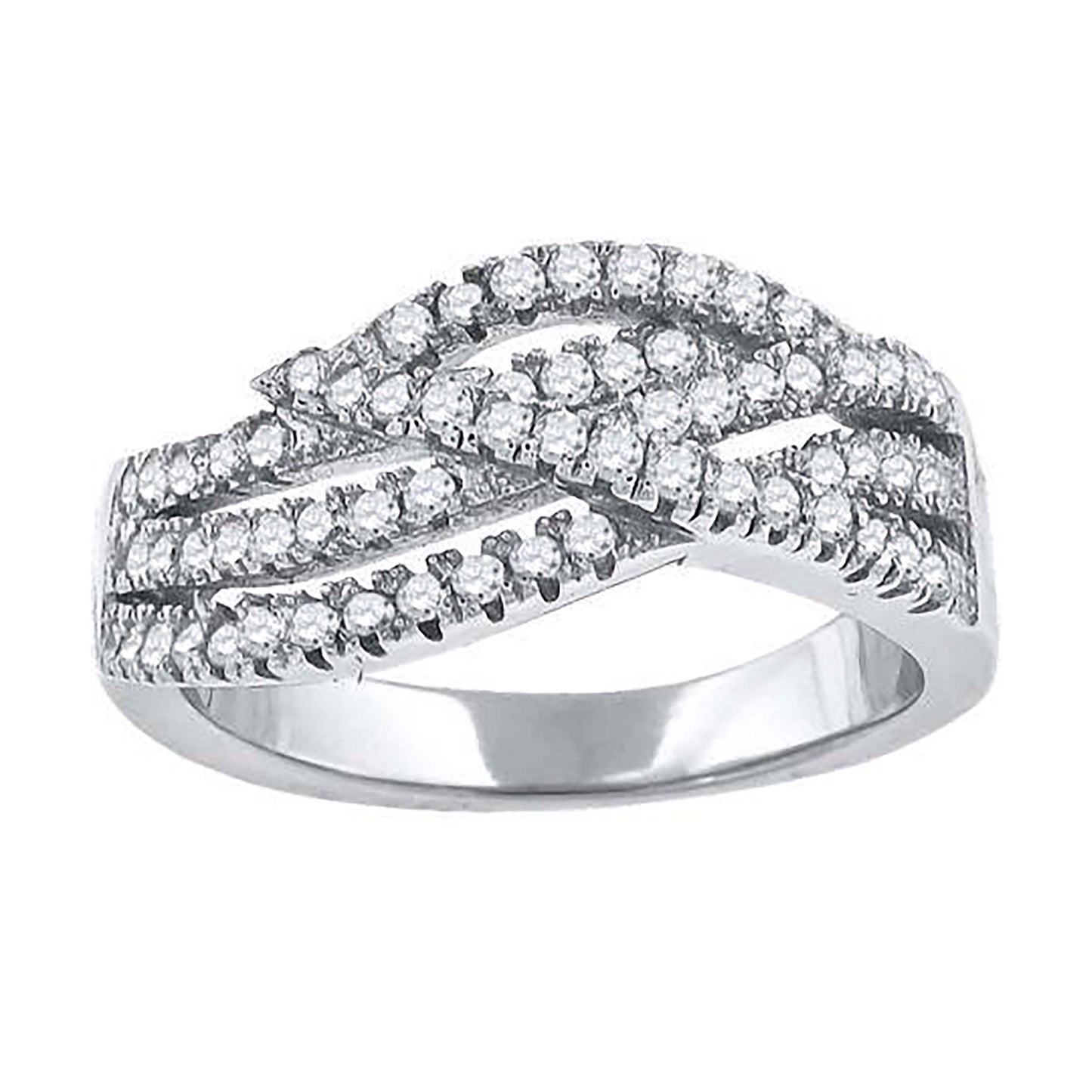 Sterling Silver Womens Cubic-Zirconia Twisted Fashion Bridal Anniversary Wedding Engagement Band Ring
